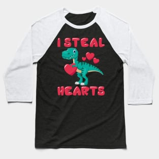 Kids Valentines Day I Steal Hearts Trex Lovers Baseball T-Shirt